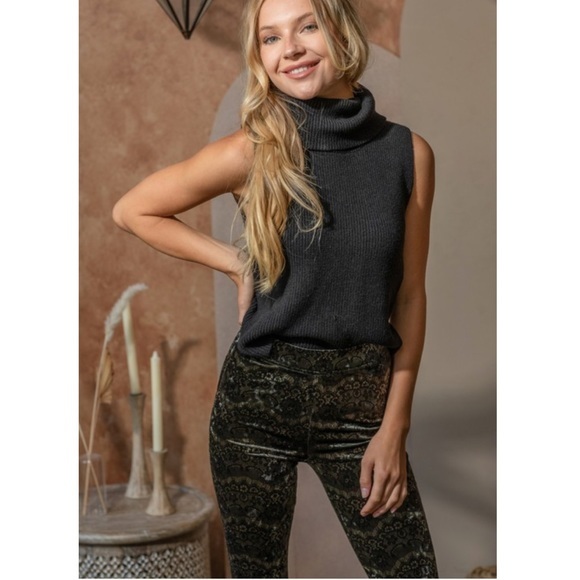 BoHo Wide Leg Flare Lace Printed Velvet Chic Pants - Picture 10 of 10